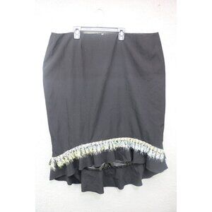Ashro Black Ruffle Hem Skirt-Size 20-Lined-Whimsigoth-Witchy